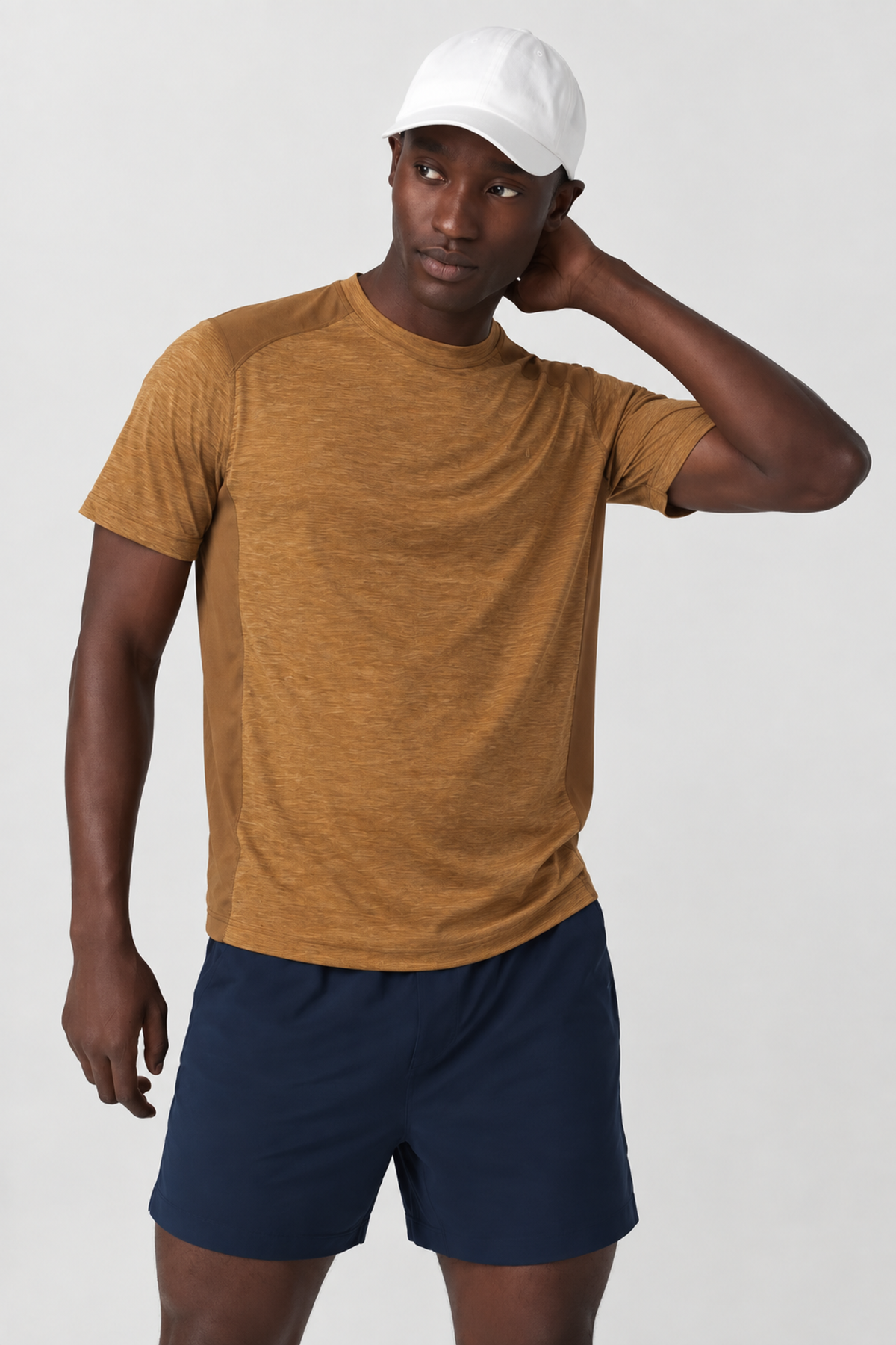 Orbit Short-Sleeve Contrast Performance Tee - Golden Brown Heather