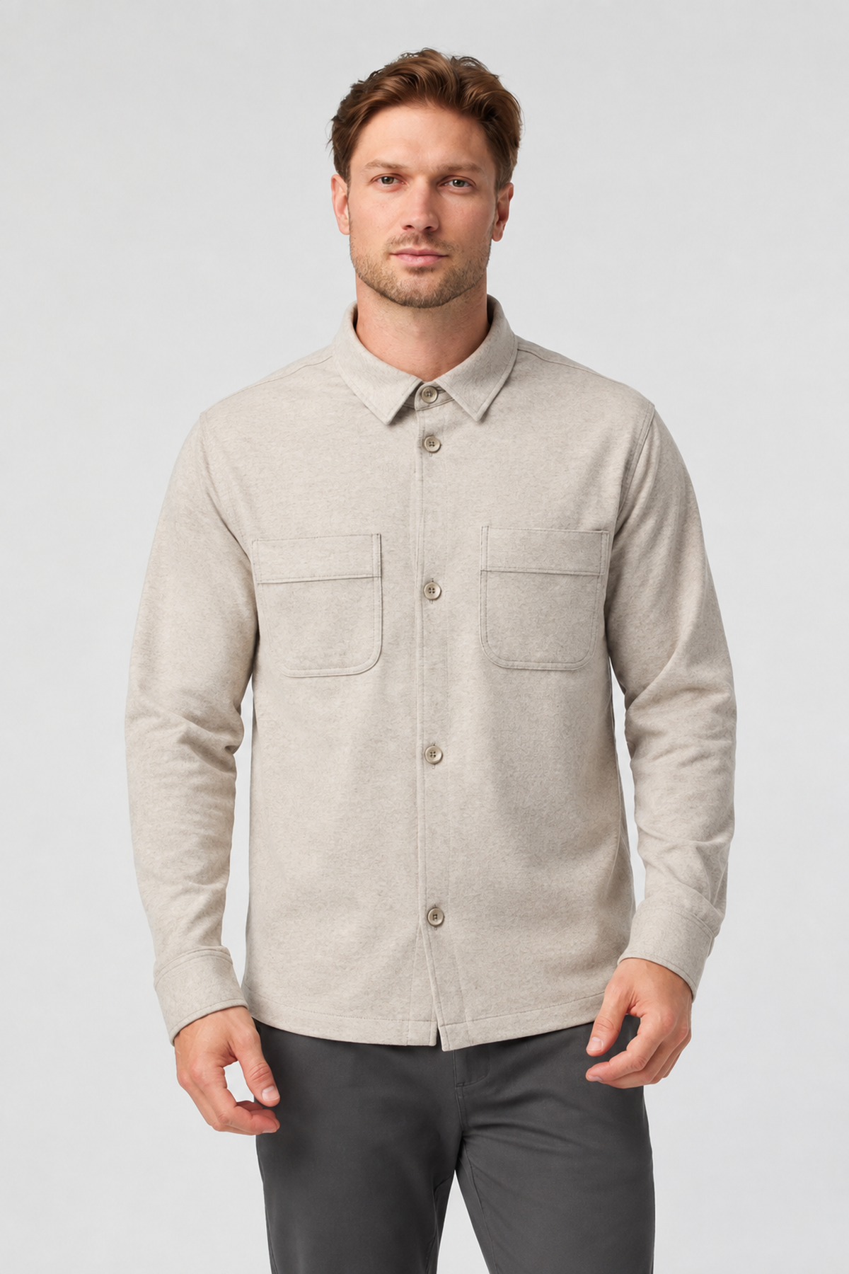 Brio Shirt Jacket - Bone Heather