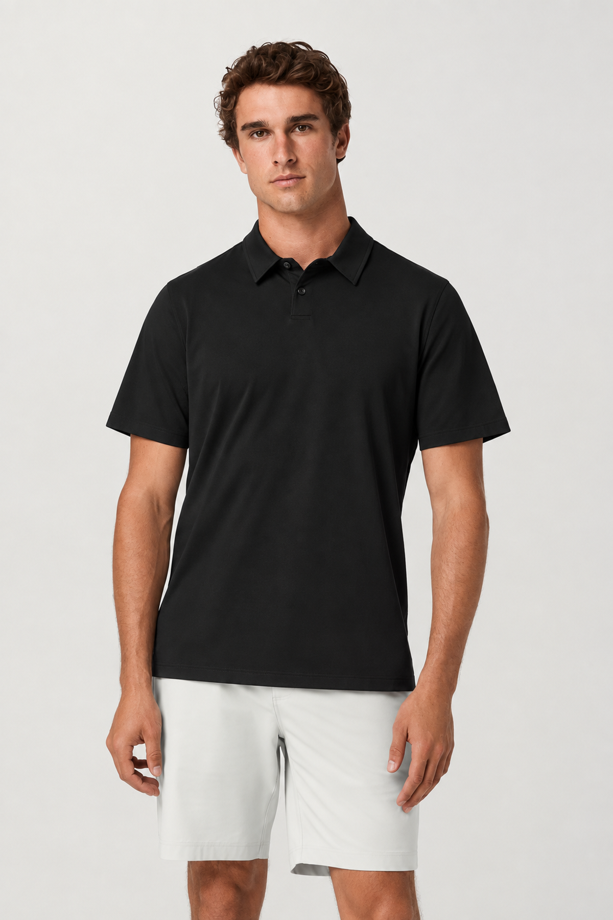 Compass Short-Sleeve Court Polo - Black