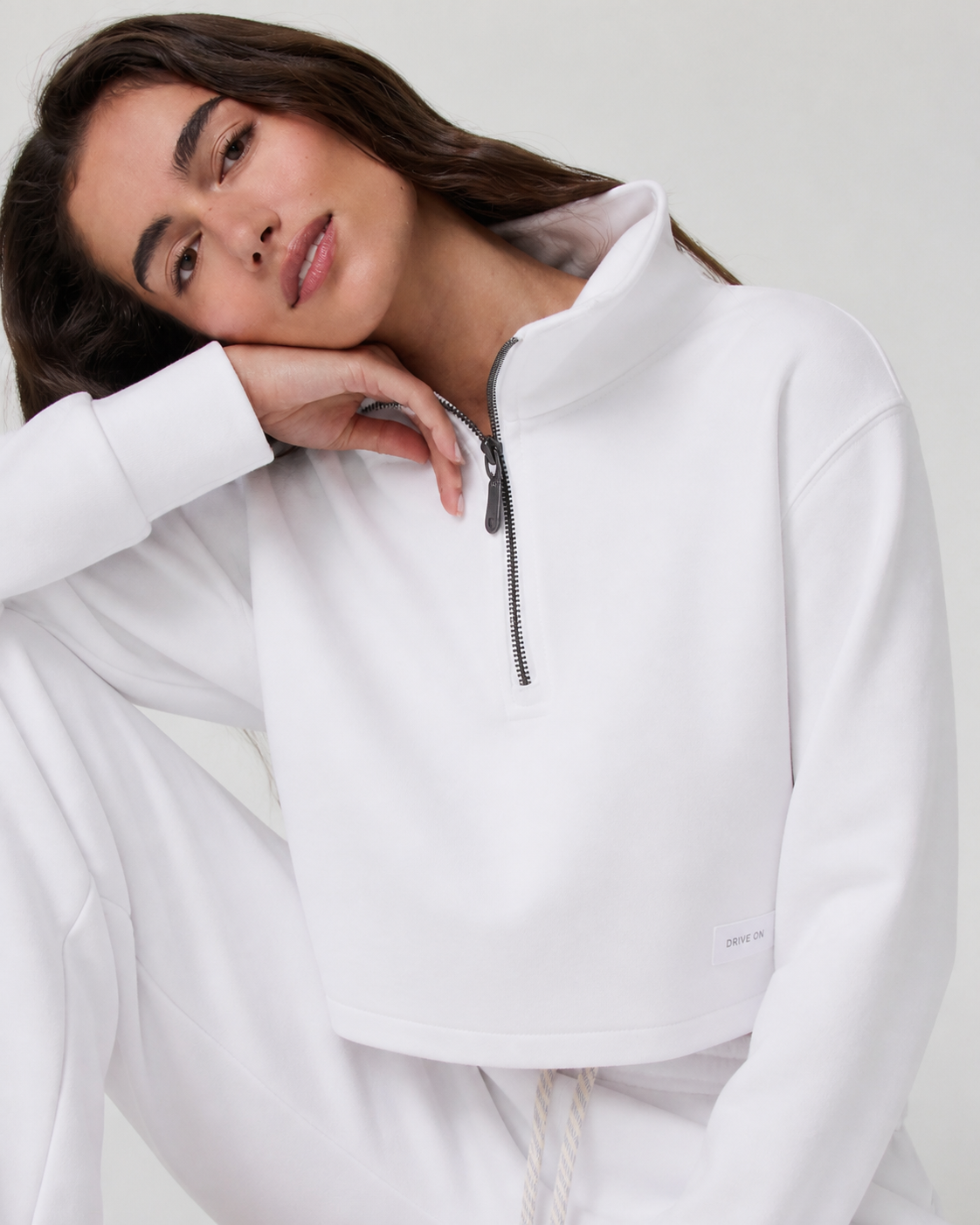 Nexus Cropped Half-Zip Pullover - White