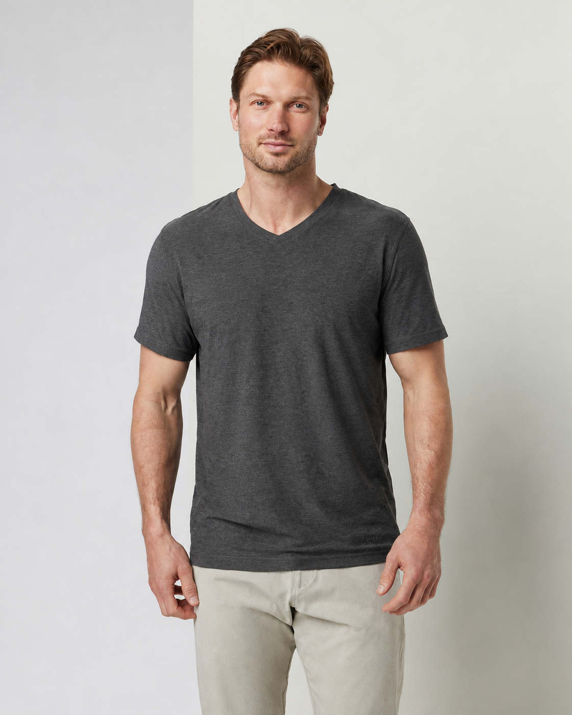 Axiom V-Neck Top - Charcoal Heather