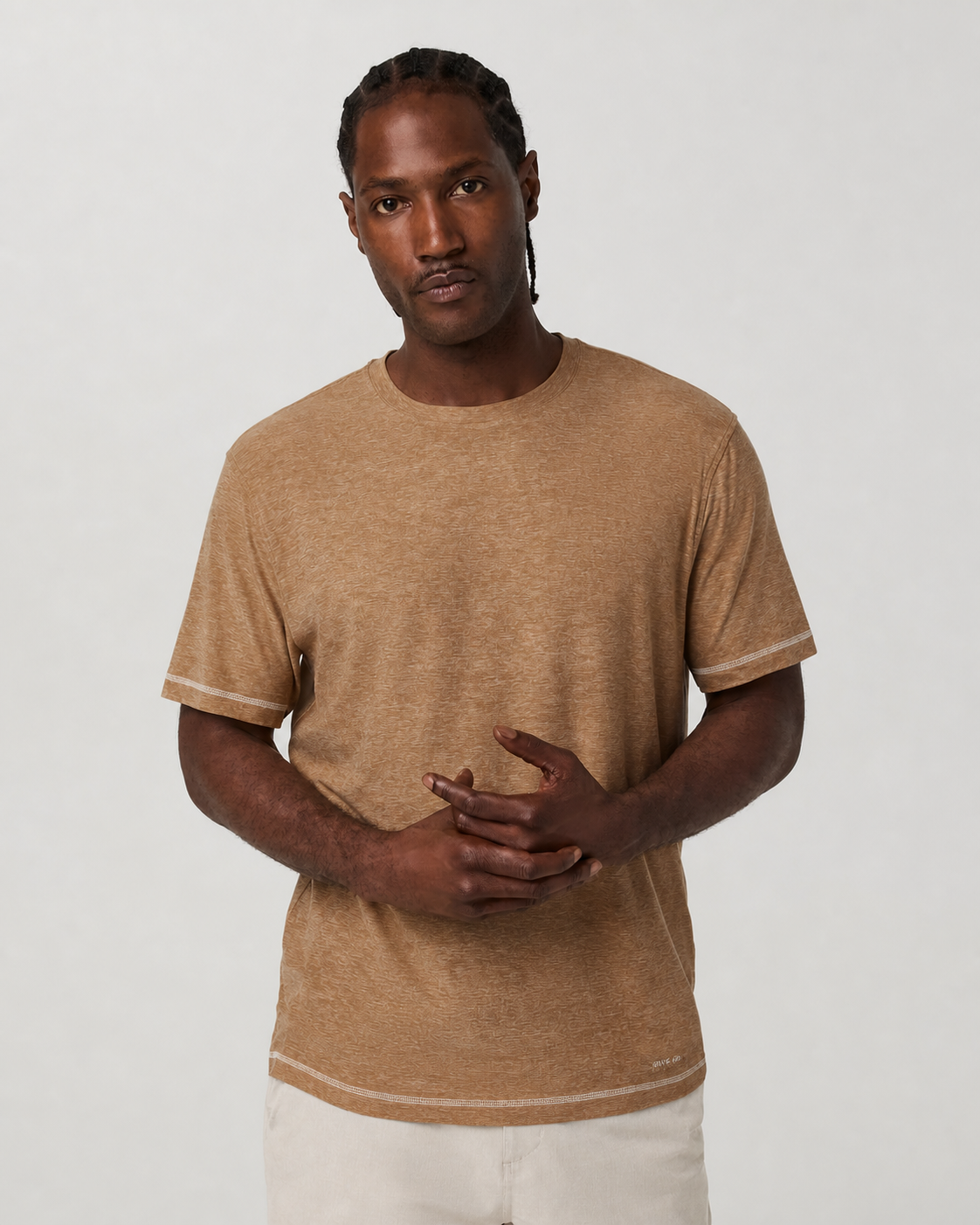 Orbit Short-Sleeve Contrast Performance Tee - Golden Brown Heather