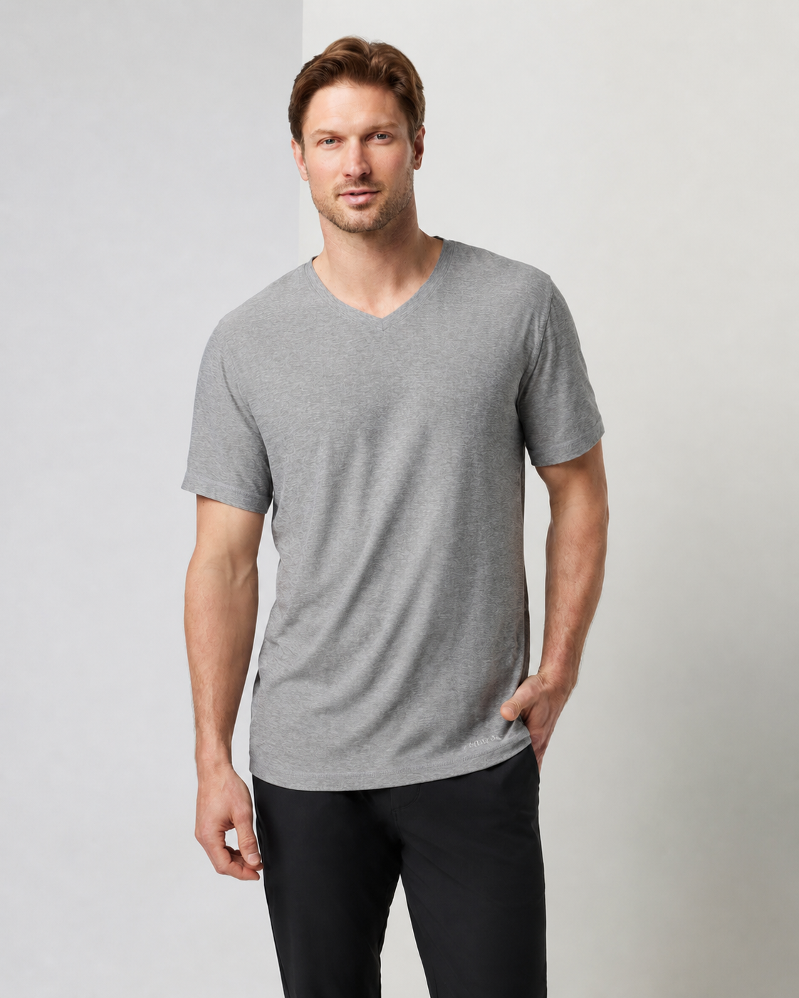 Axiom V-Neck Top - Heather Grey