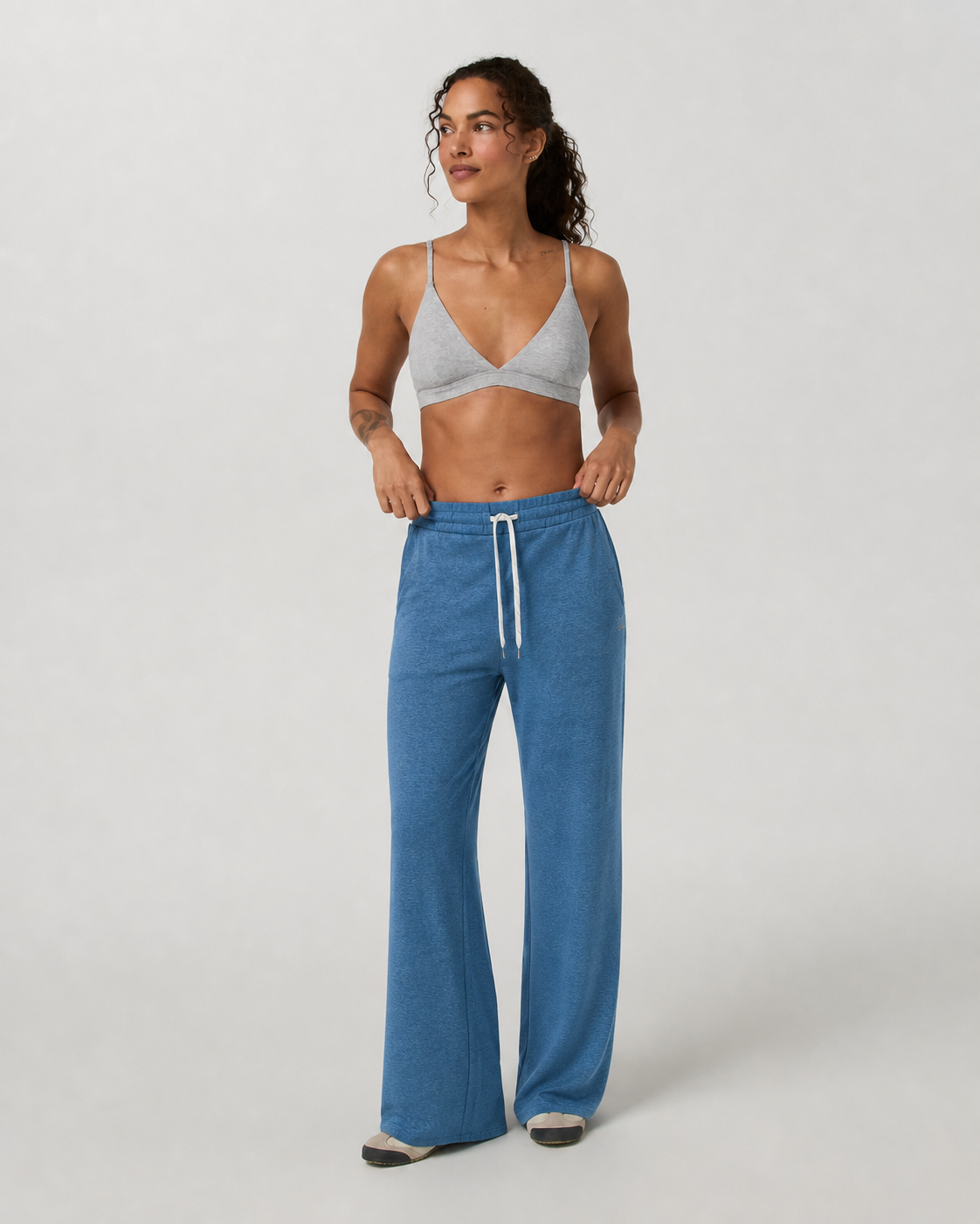 Juniper Way Wide-Leg Short-Length Everyday Pant - Blue Coast Heather