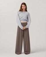 Keystone Mark Wide-Leg Short-Length Everyday Pant - Suede Pinstripe