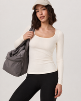 Compass Long-Sleeve Scoop-Neck Top - Marshmallow