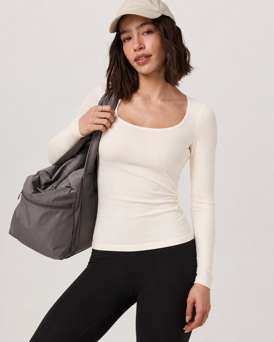 Compass Long-Sleeve Scoop-Neck Top - Marshmallow