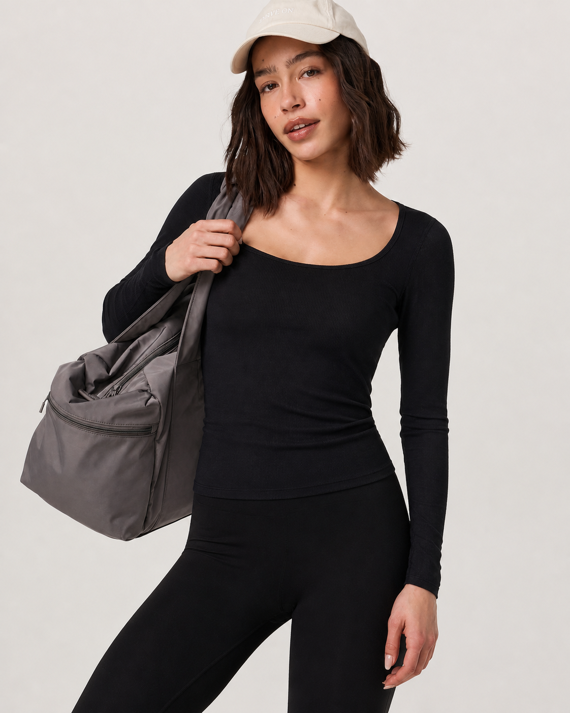 Compass Long-Sleeve Scoop-Neck Top - Black