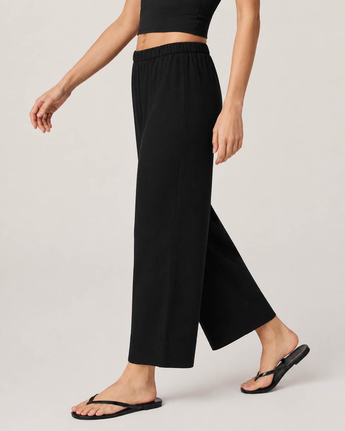 Clarity Mark Cropped Wide-Leg Everyday Pant - Black