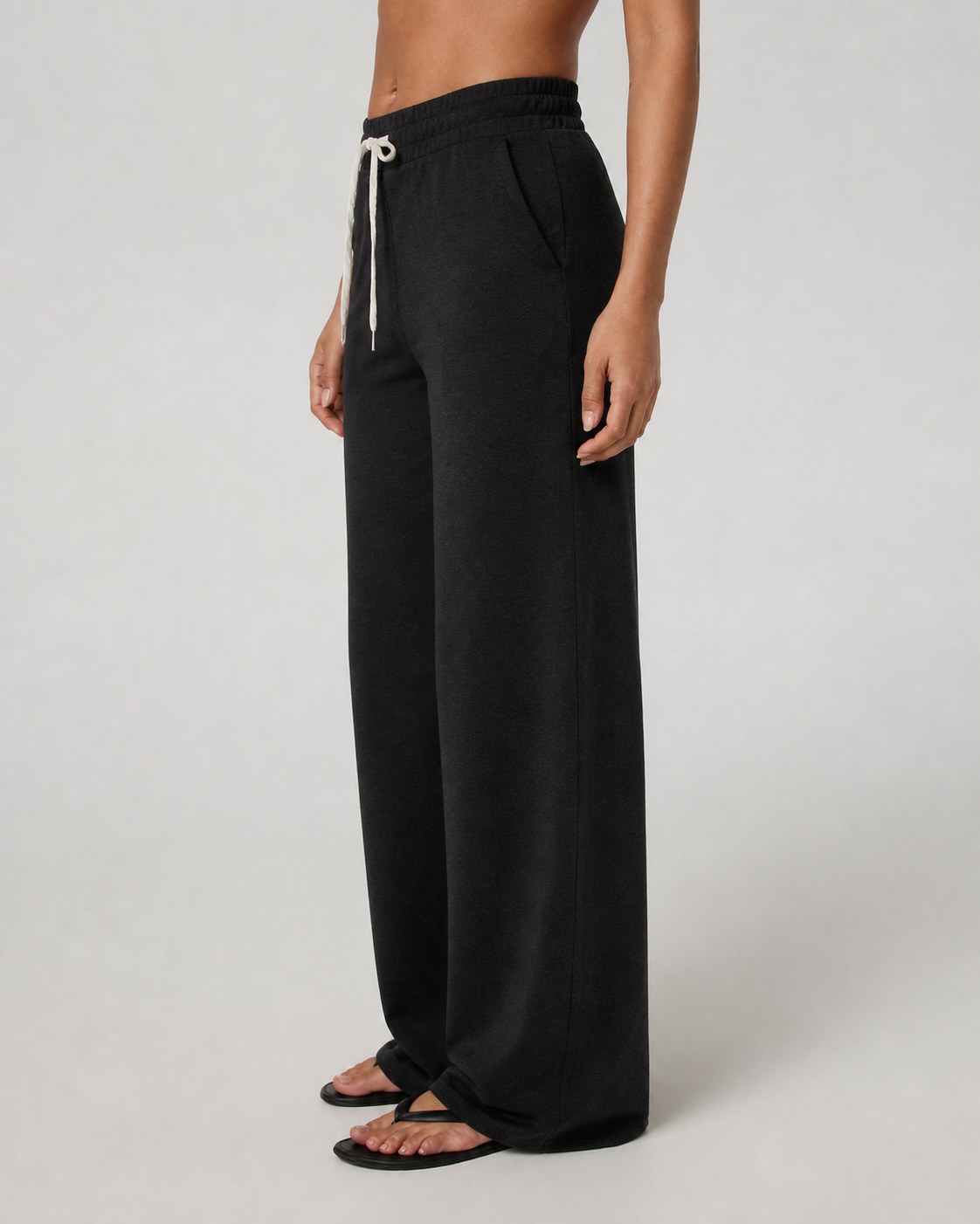 Ember Way Wide-Leg Long-Length Everyday Pant - Black Heather