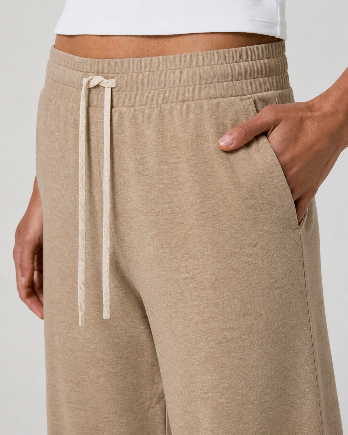 Harbor Way Wide-Leg Long-Length Everyday Pant - Khaki Heather