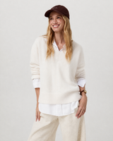 Clarity Oversized V-Neck Sweater - Porcelain