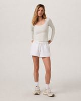 Harbor Line Long-Sleeve Scoop-Neck Everyday Tee - Talc