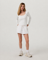 Harbor Line Long-Sleeve Scoop-Neck Everyday Tee - White Heather Grey