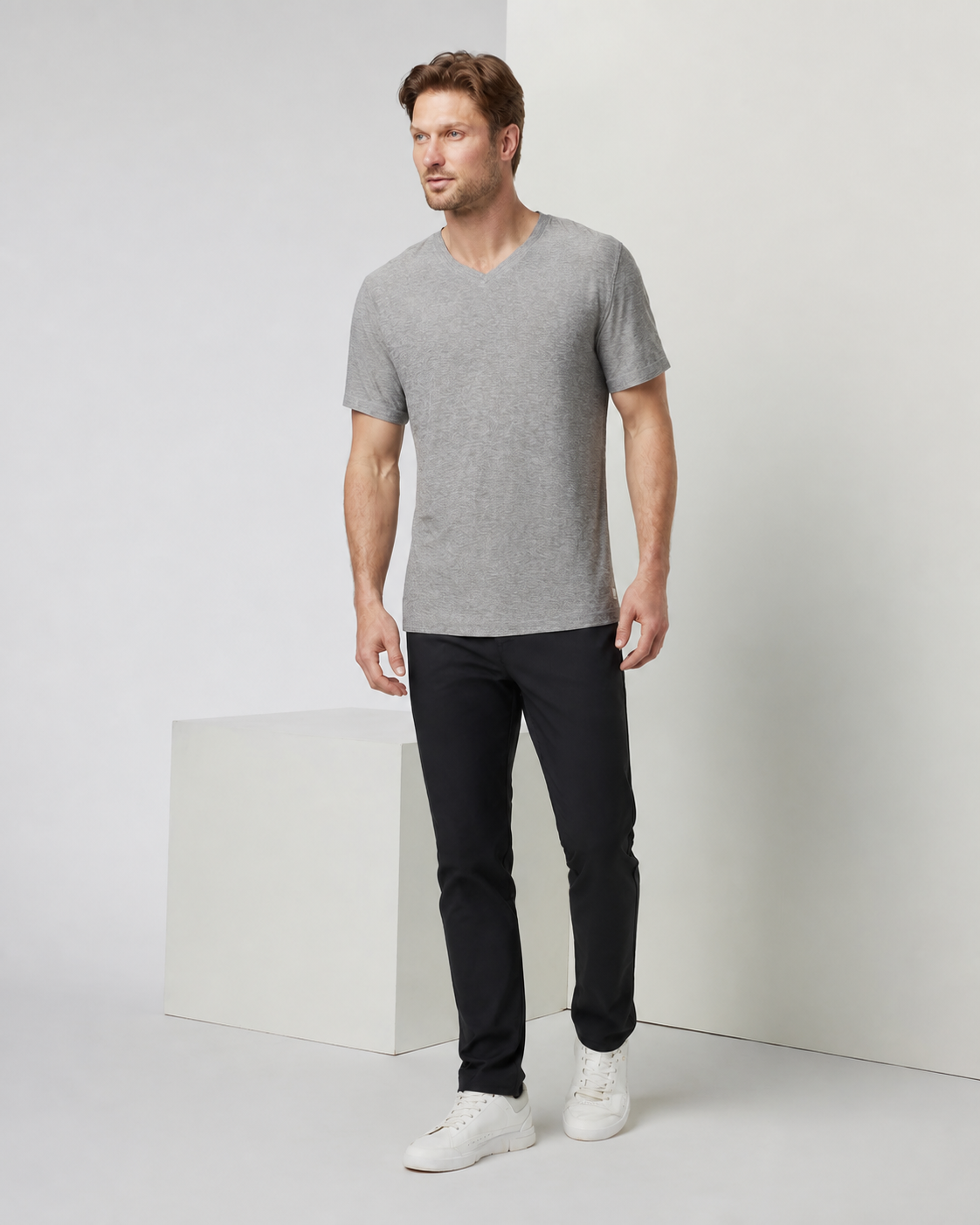 Axiom V-Neck Top - Heather Grey