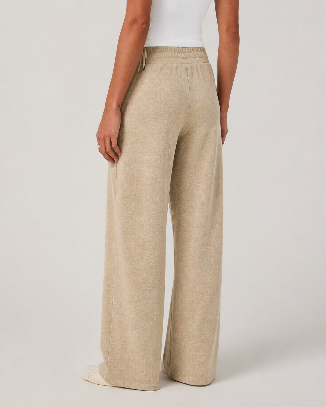 Juniper Way Wide-Leg Short-Length Everyday Pant - Khaki Heather