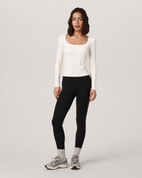 Compass Long-Sleeve Scoop-Neck Top - Marshmallow