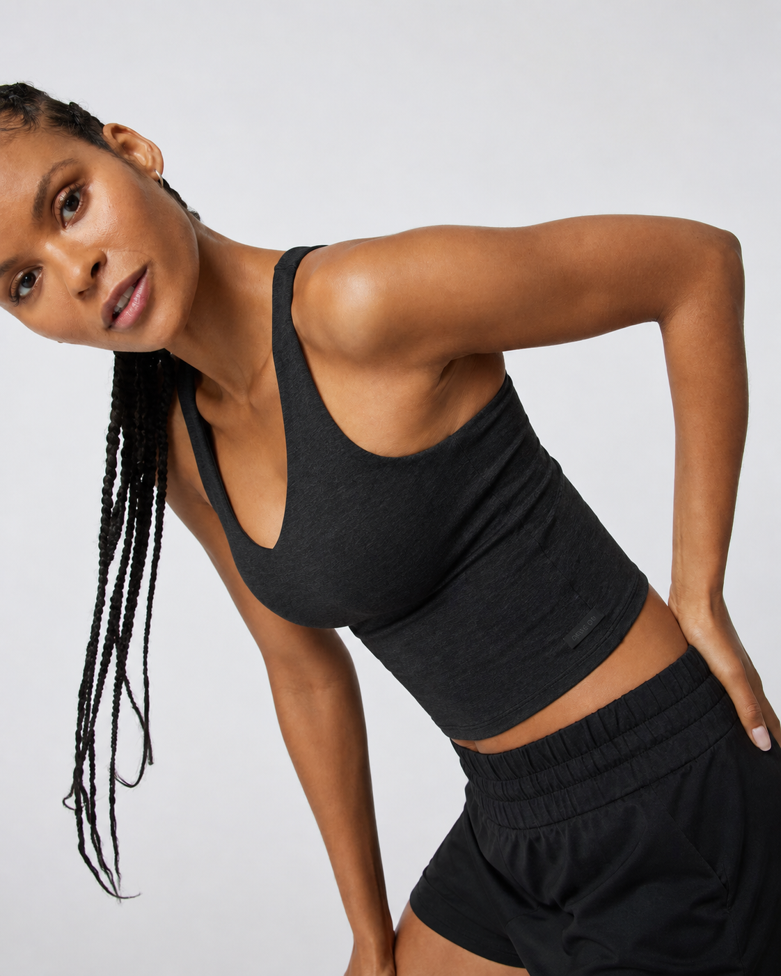 Cedar 2.0 Cropped Top - Black Heather