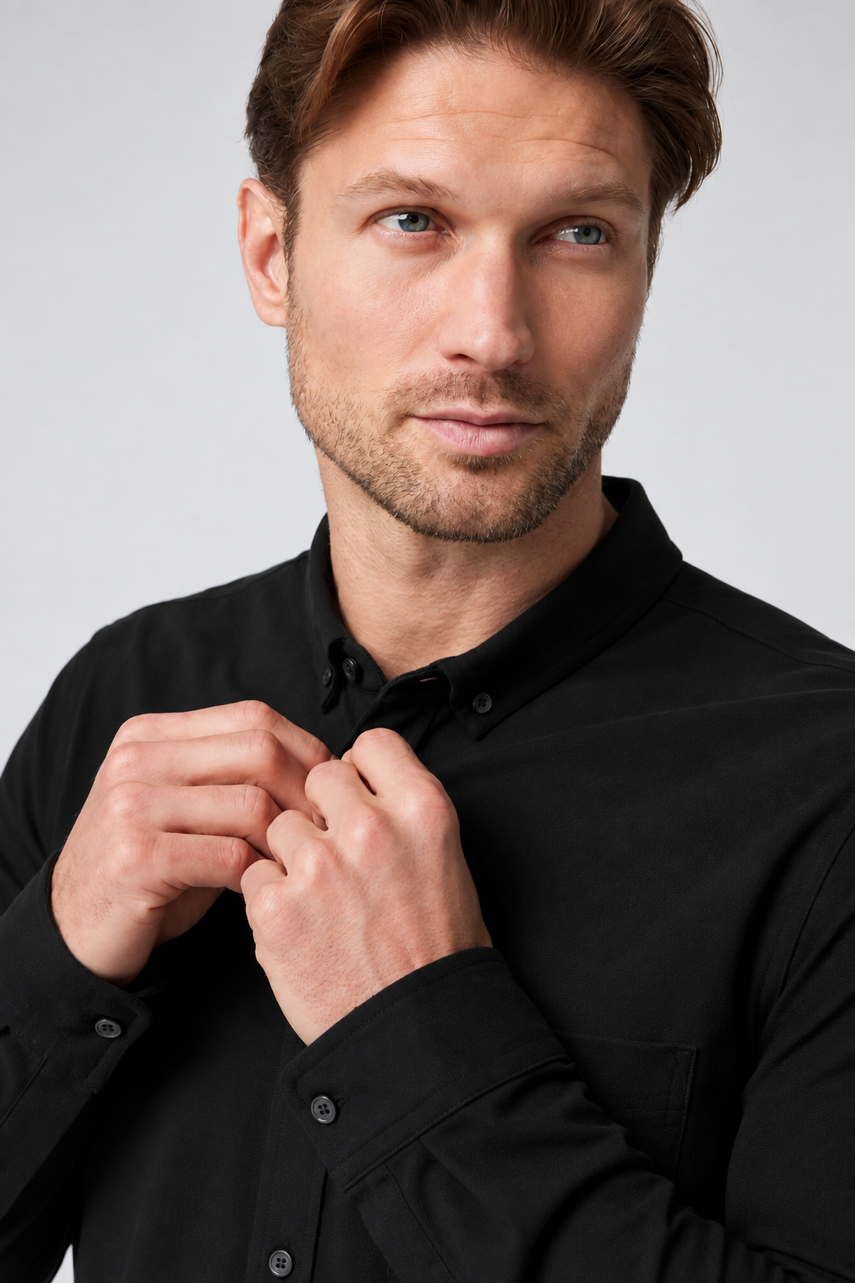 Cedar Long-Sleeve Button-Down Shirt - Black
