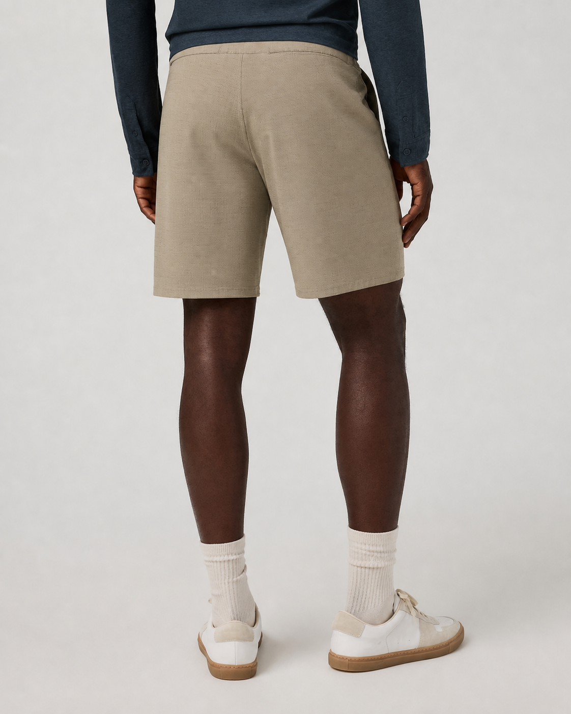 Axiom 8-Inch Everyday Short - Khaki Houndstooth Linen Texture