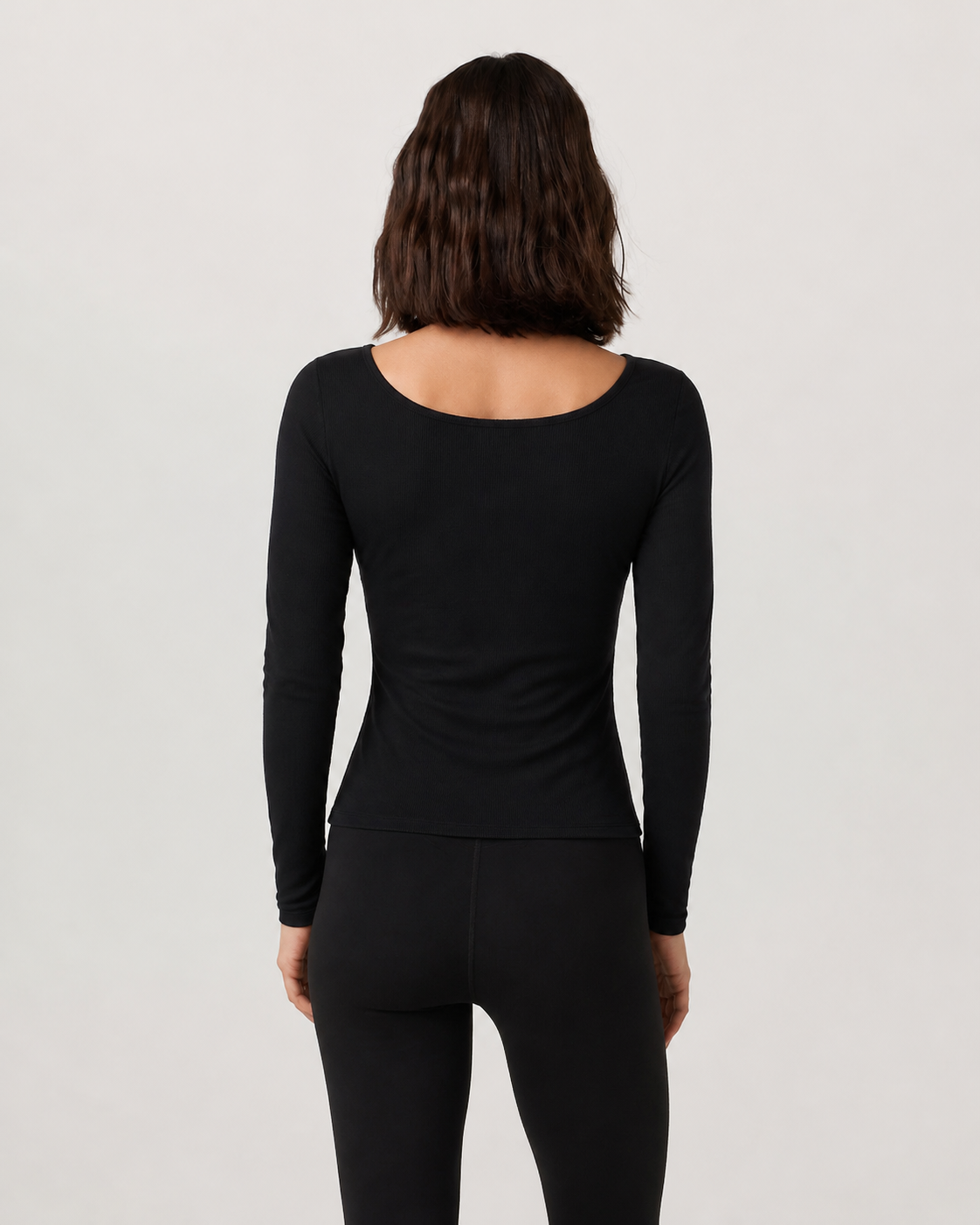 Compass Long-Sleeve Scoop-Neck Top - Black