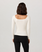 Compass Long-Sleeve Scoop-Neck Top - Marshmallow