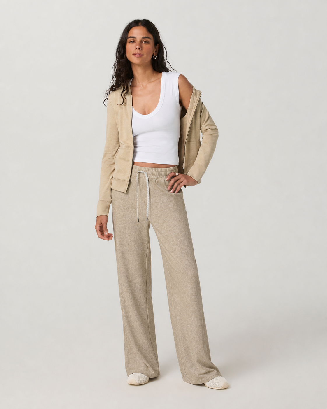 Harbor Way Wide-Leg Long-Length Everyday Pant - Khaki Heather