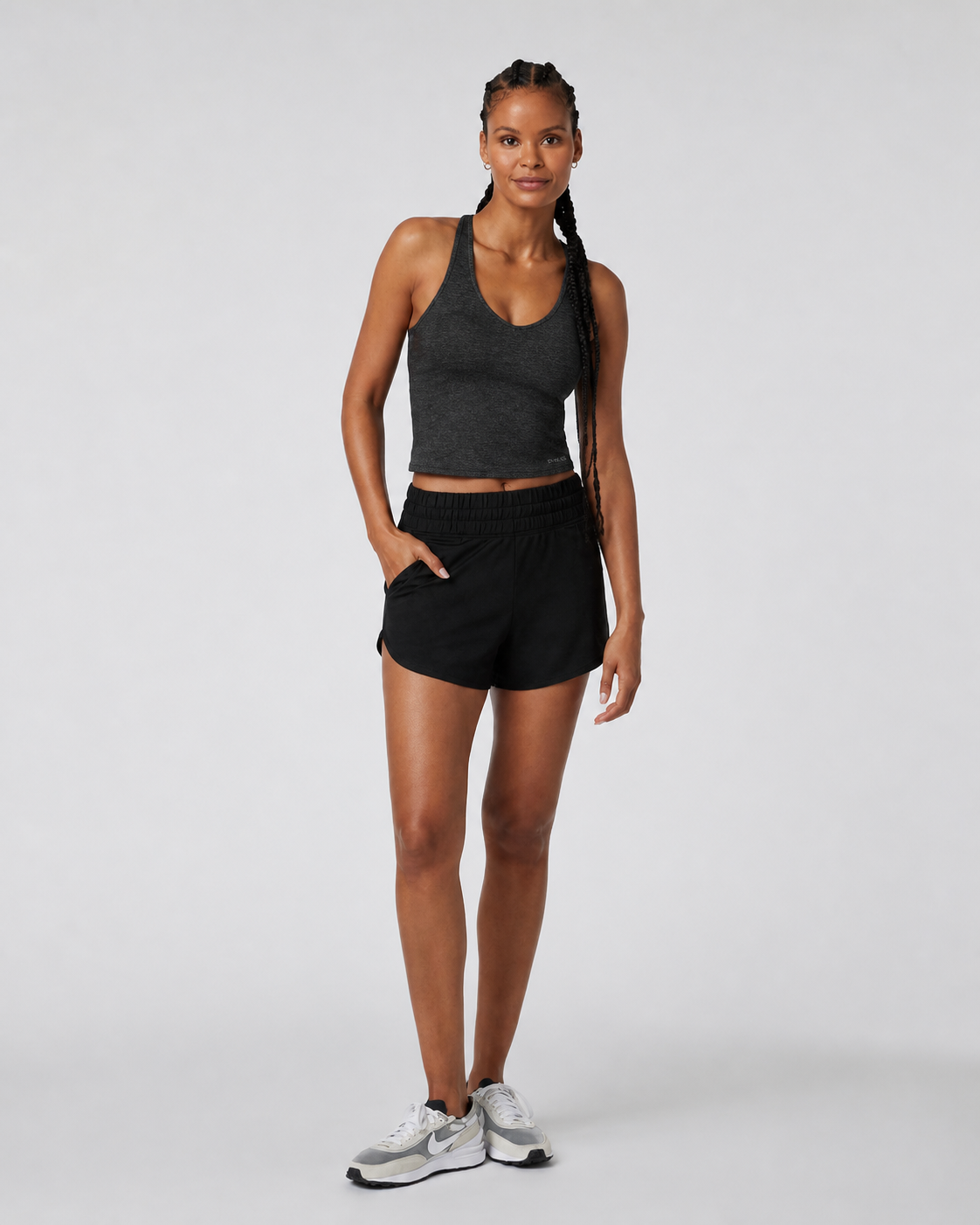 Cedar 2.0 Cropped Top - Black Heather