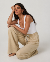 Juniper Way Wide-Leg Short-Length Everyday Pant - Khaki Heather