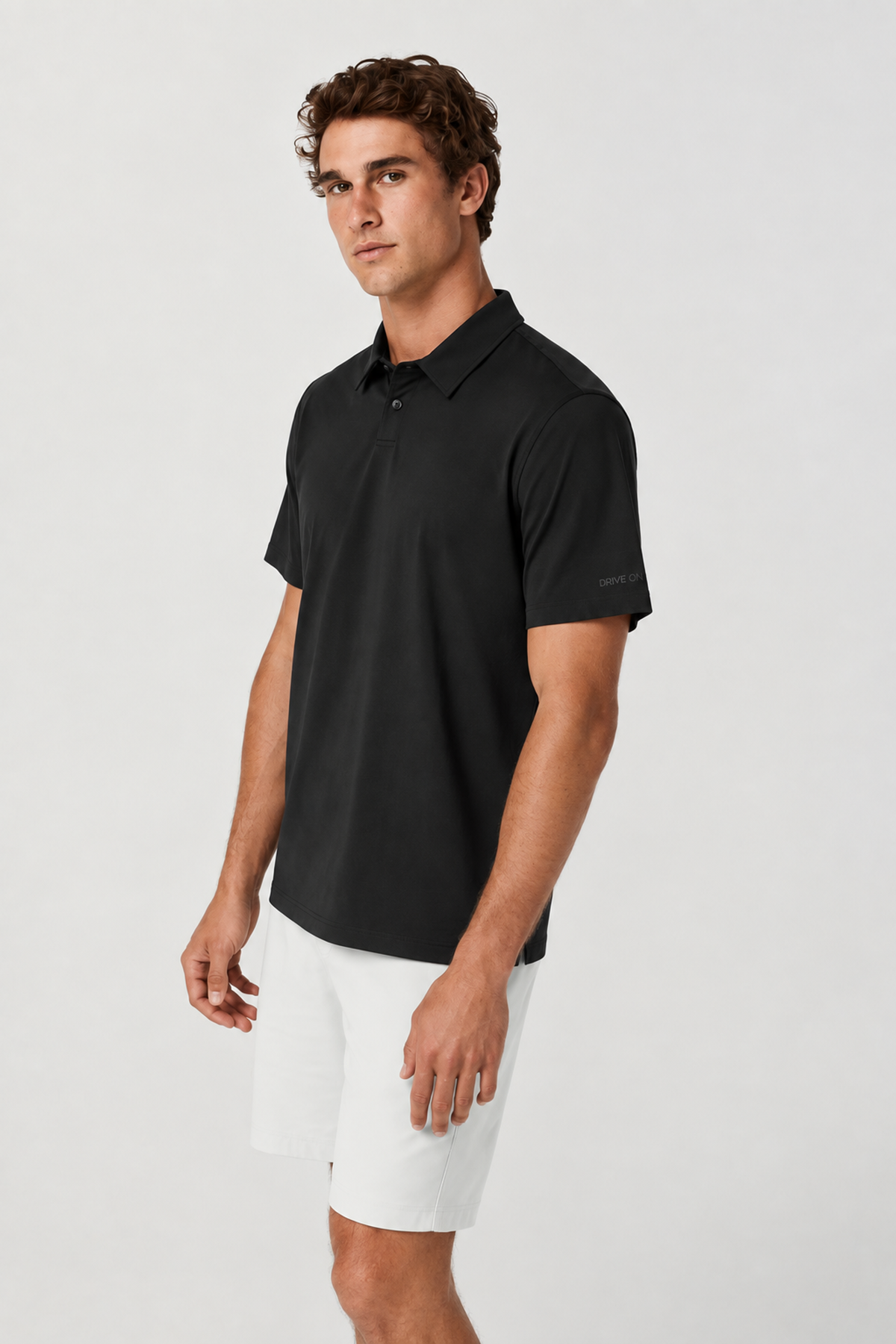 Compass Short-Sleeve Court Polo - Black
