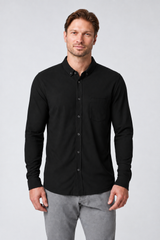 Cedar Long-Sleeve Button-Down Shirt - Black