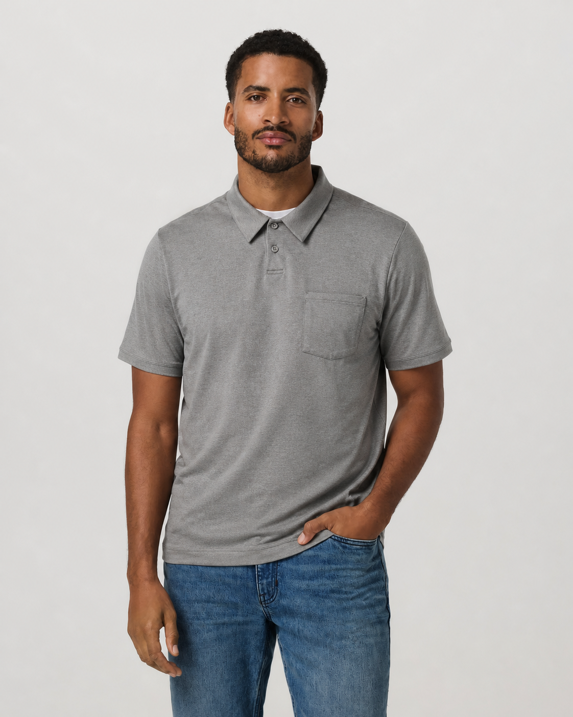 Clarity Short-Sleeve Performance Polo - Dark Salt Heather, view 5 of 6
