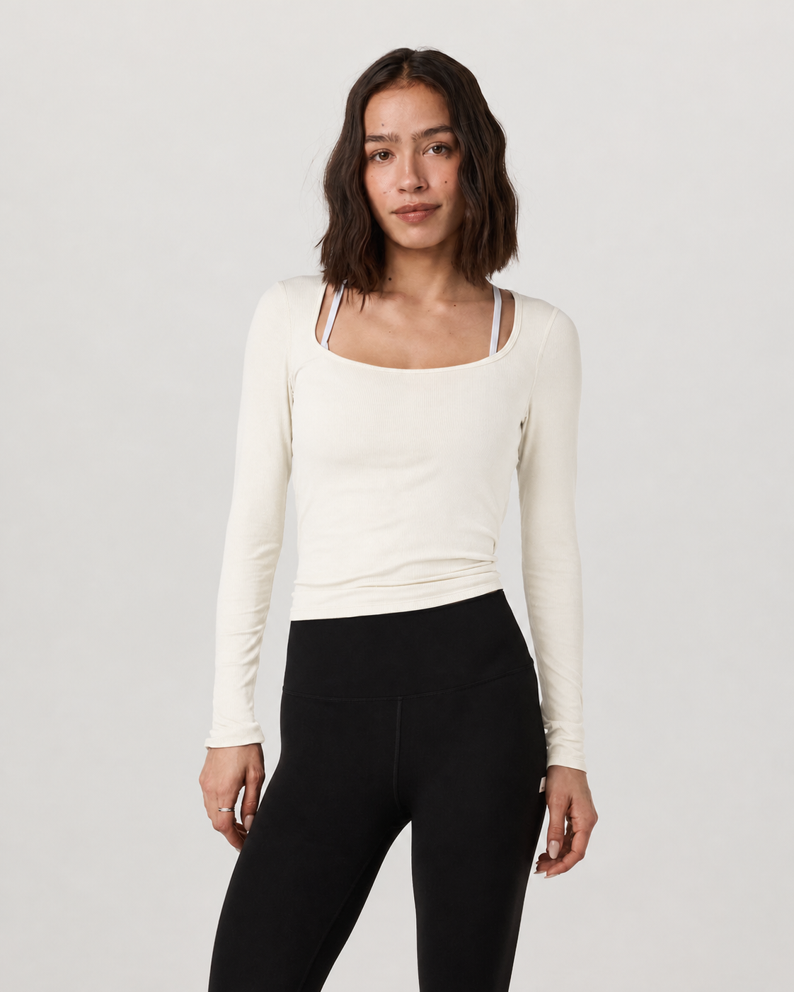Compass Long-Sleeve Scoop-Neck Top - Marshmallow