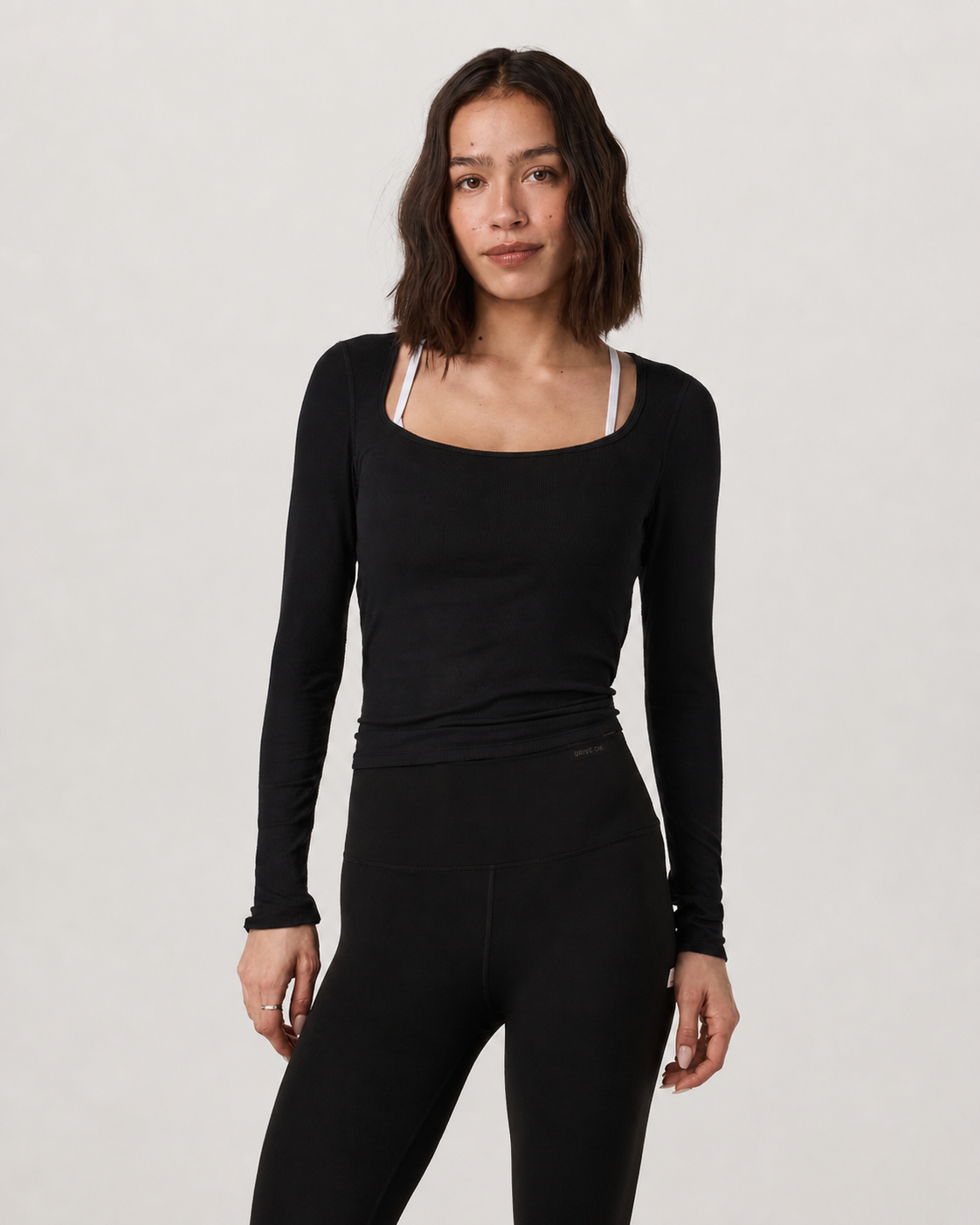 Compass Long-Sleeve Scoop-Neck Top - Black