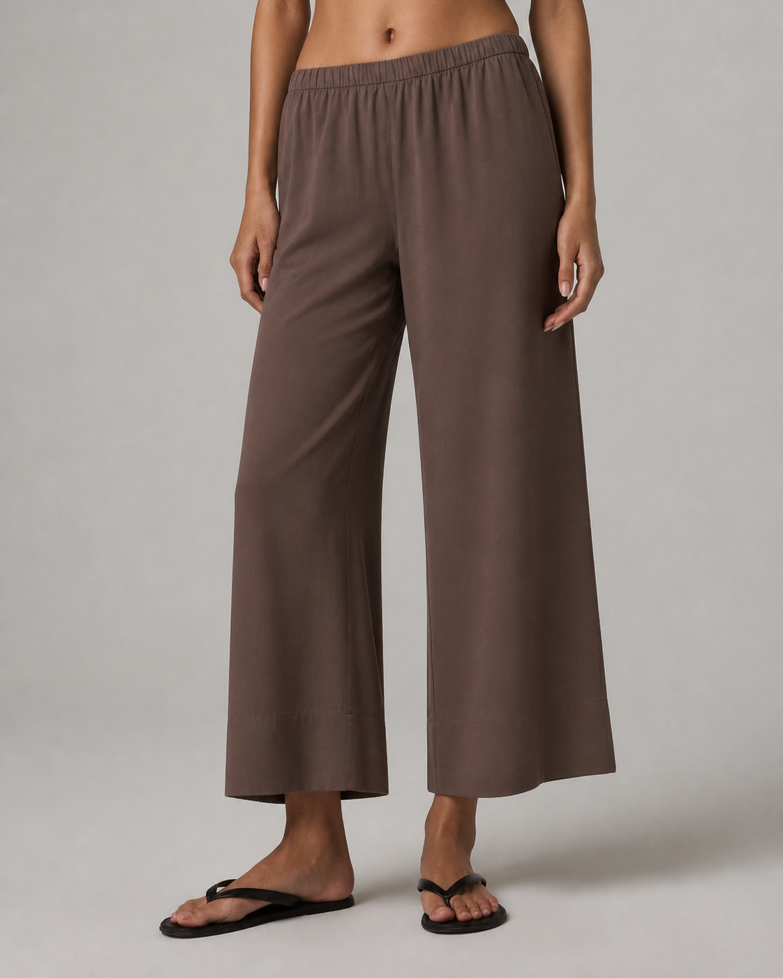 Clarity Mark Cropped Wide-Leg Everyday Pant - Sable