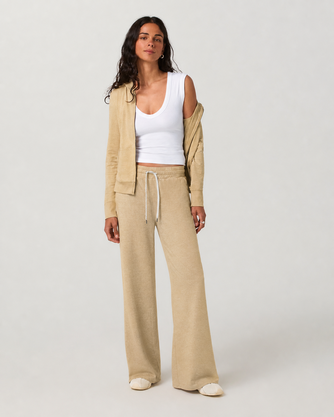 Juniper Way Wide-Leg Short-Length Everyday Pant - Khaki Heather