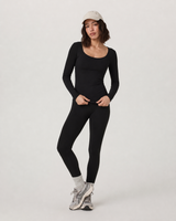 Compass Long-Sleeve Scoop-Neck Top - Black