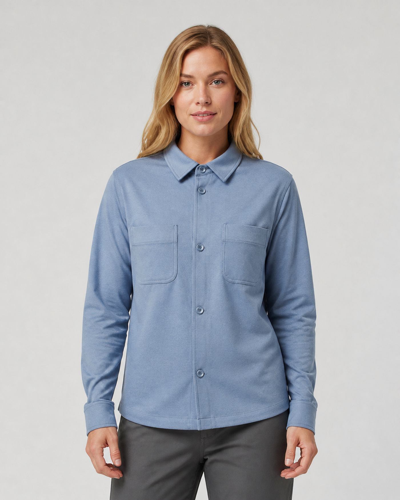 North Long-Sleeve Button-Down Relaxed Shirt - Blue Coast Heather