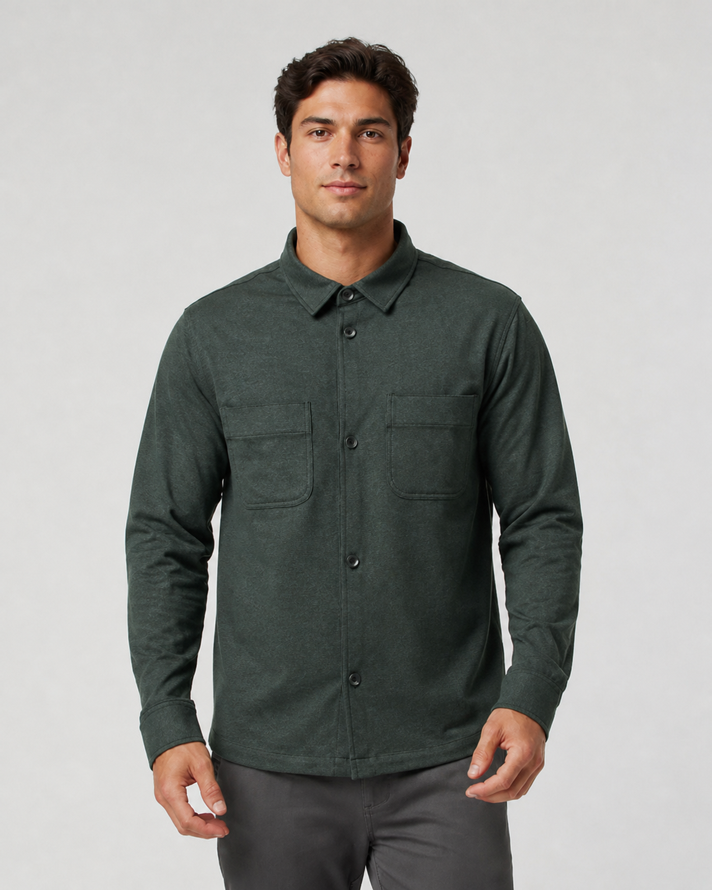 Compass Long-Sleeve Button-Down Shirt - Evergreen Heather
