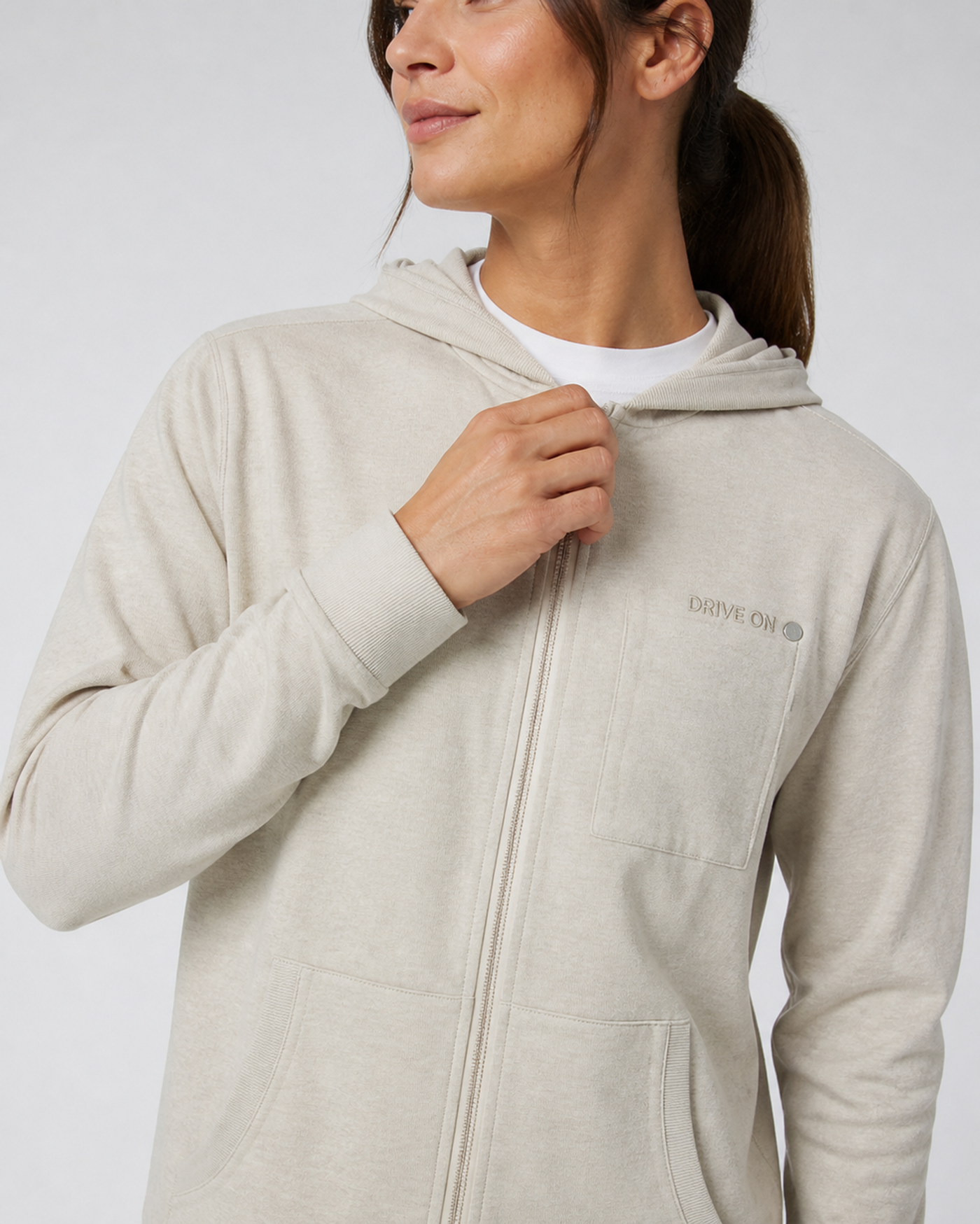 Tempo Mini Full-Zip Hoodie - Bone Heather