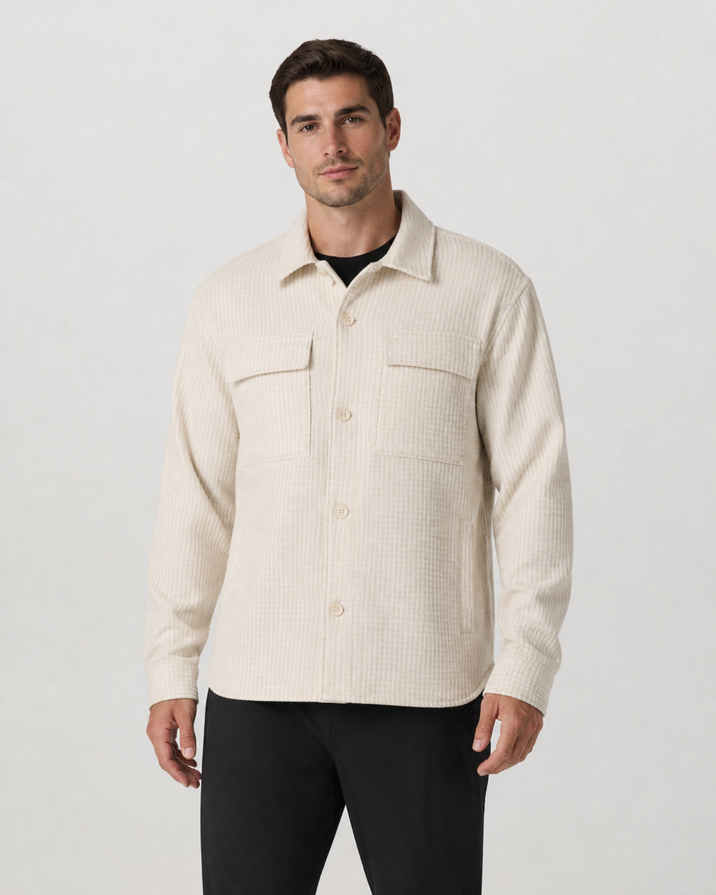 Juniper Short-Sleeve Relaxed-Fit Button-Down Shirt - Natural Pinstripe