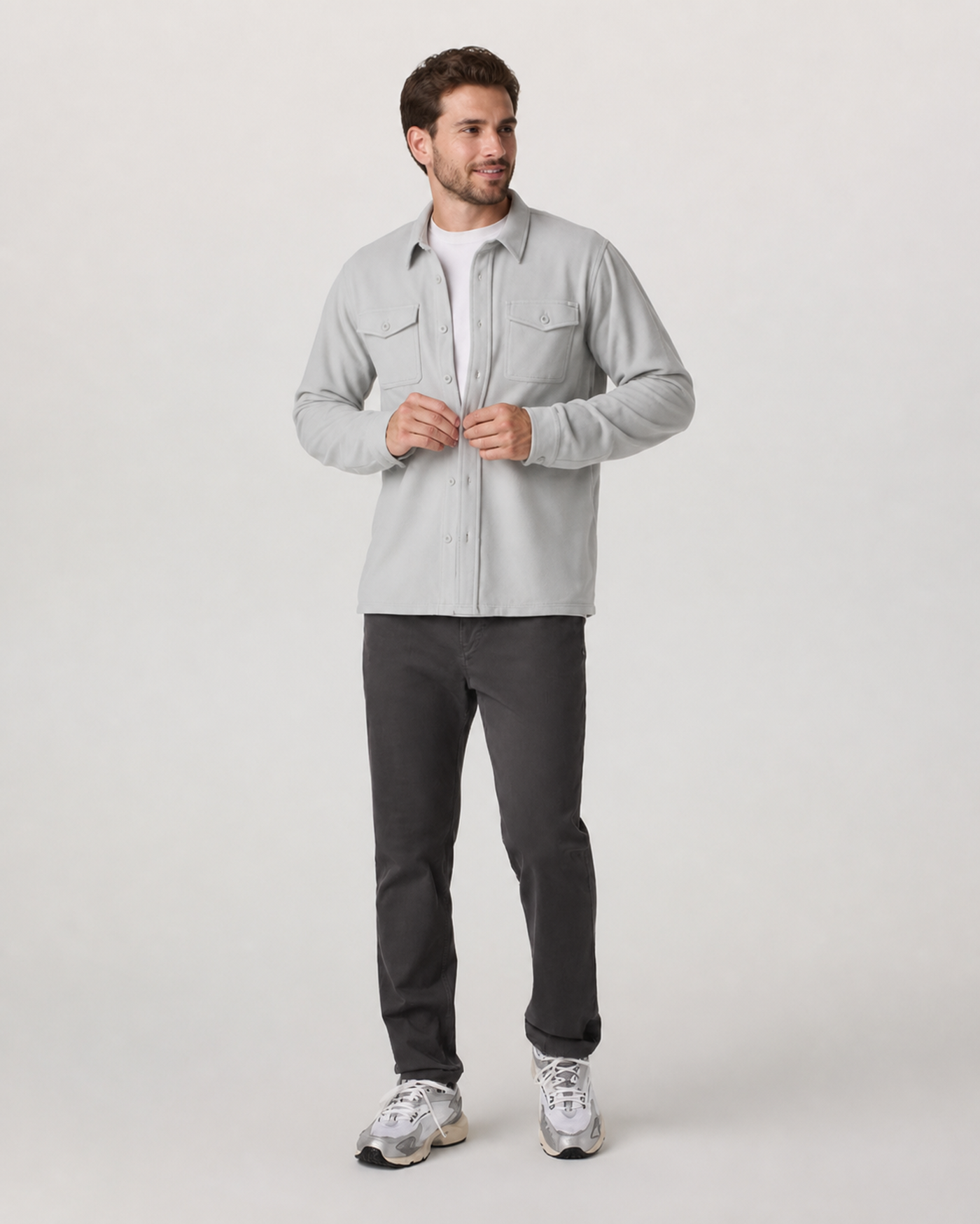 Harbor Short-Sleeve Button-Down Shirt - Raindrop Stone