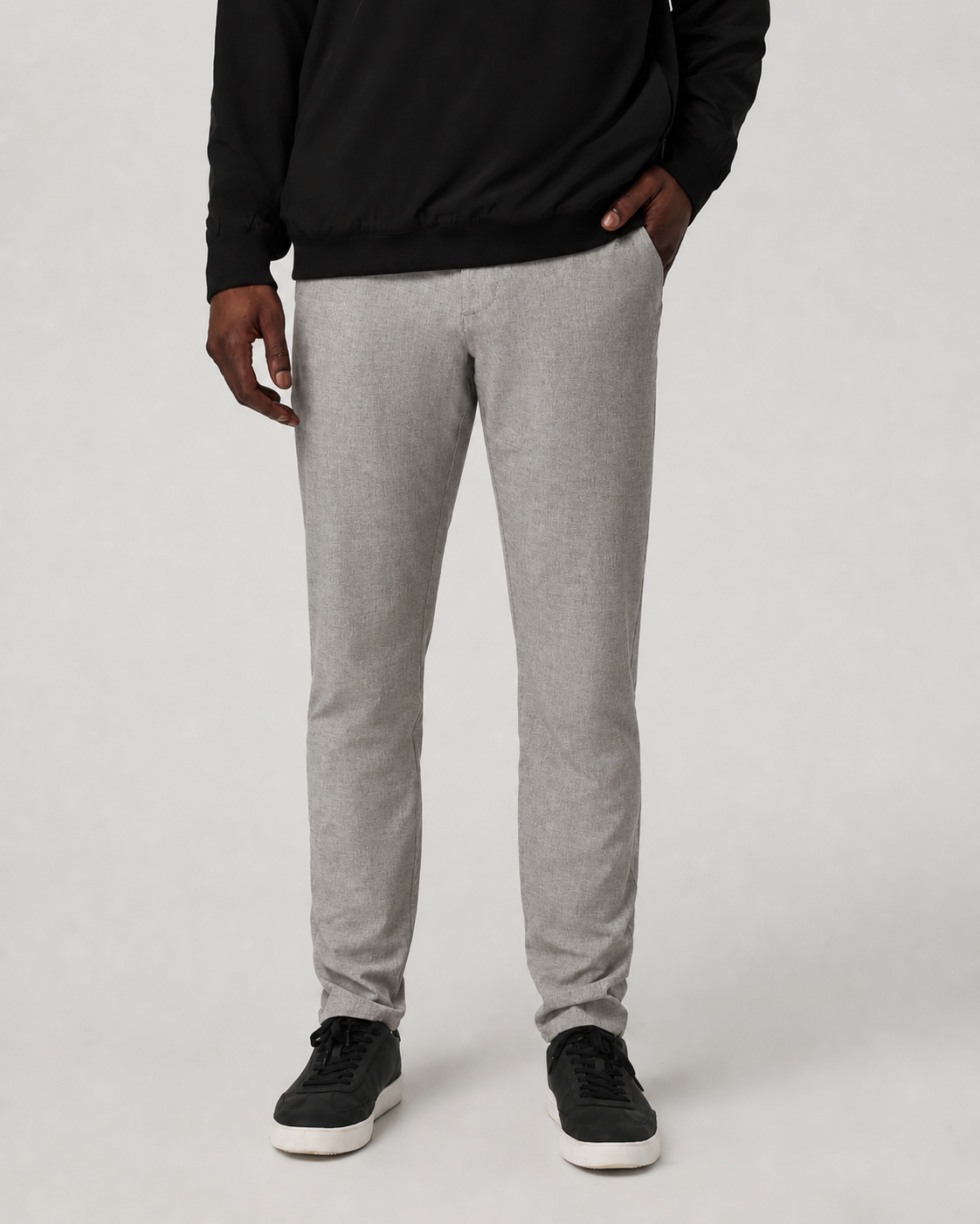 Alto Slim-Fit Transit Trouser - Gull Grey Linen Texture