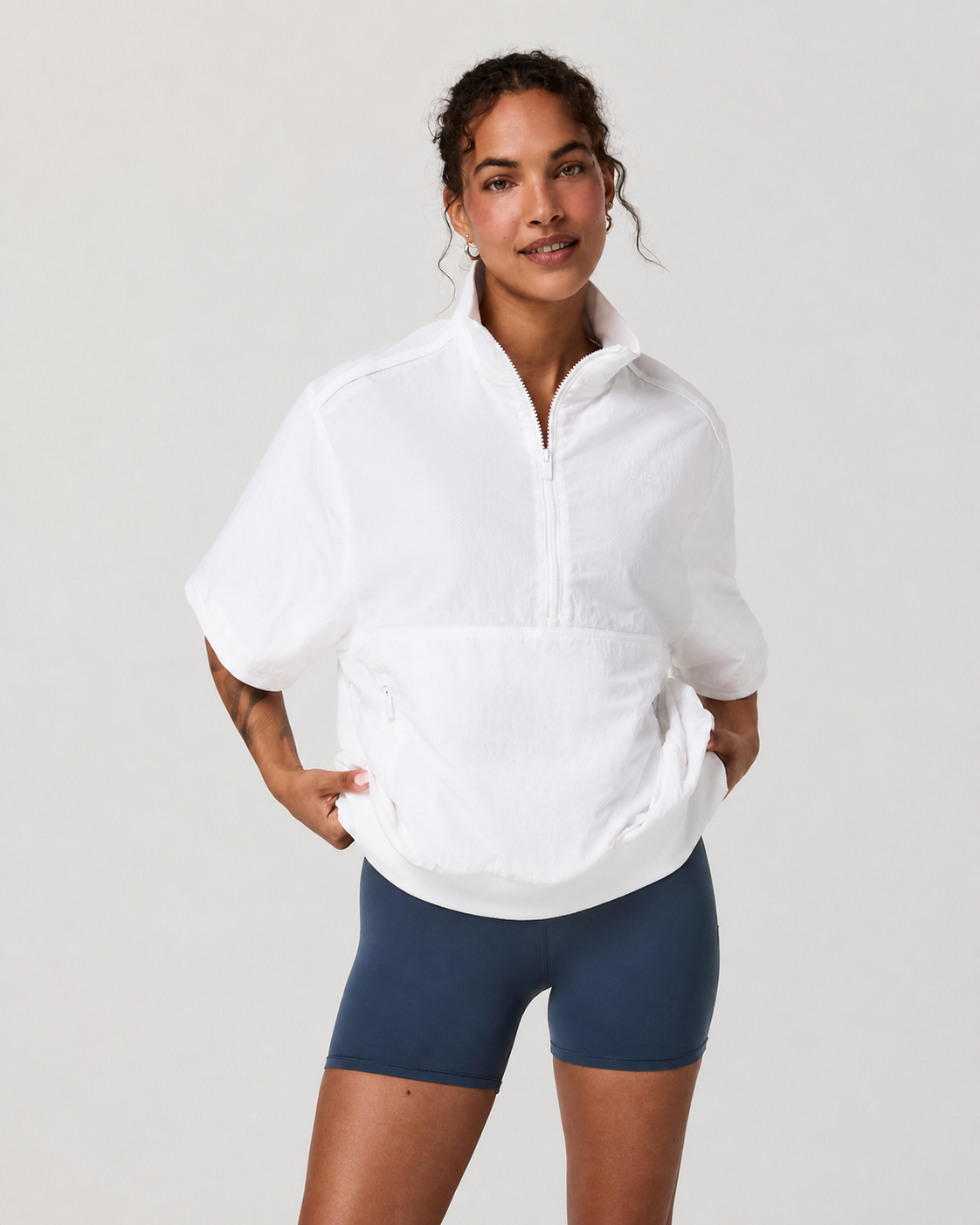 Beacon Way Short-Sleeve Half-Zip Movement Jacket - White