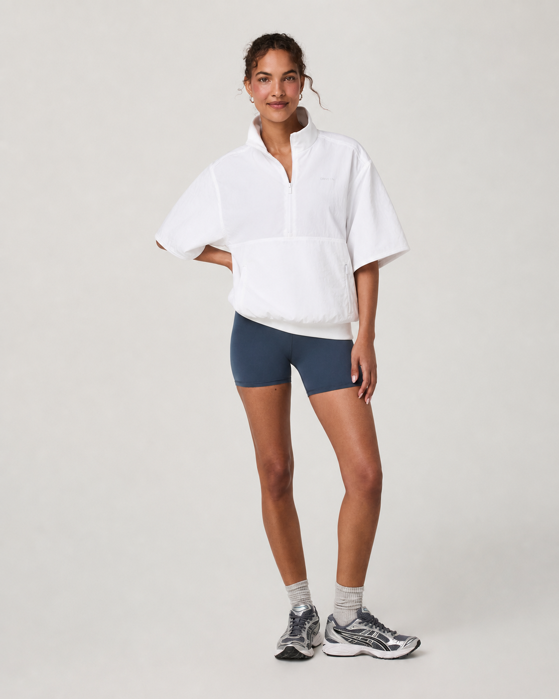 Beacon Way Short-Sleeve Half-Zip Movement Jacket - White