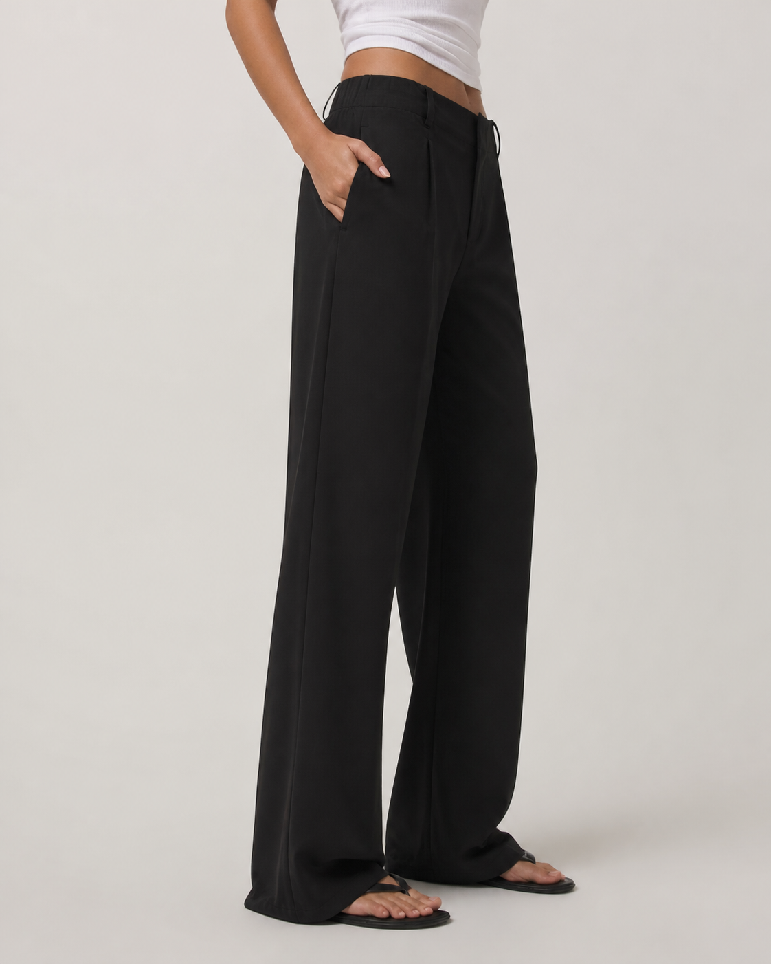 Brio Line Wide-Leg Long-Length Transit Trouser - Black