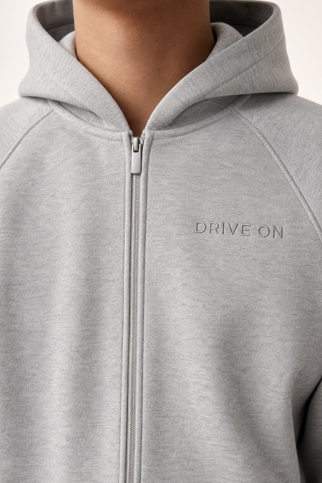 DriveOn Official Grey Hoodie Blush Legging Bundle -- fabric/construction detail shot