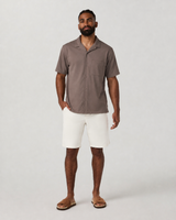 Lucent Short-Sleeve Button-Down Camp-Collar Shirt - Truffle