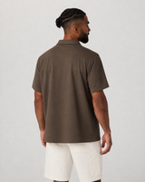 Lucent Short-Sleeve Button-Down Camp-Collar Shirt - Truffle