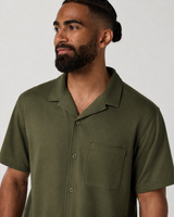 Lucent Short-Sleeve Button-Down Camp-Collar Shirt - Truffle